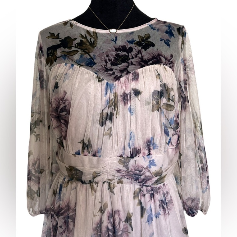 Candalite Woman’s Medium Long-Sleeve Chiffon Mesh
Floral Colorful Midi Dress - Picture 3 of 9